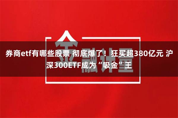 券商etf有哪些股票 彻底爆了！狂买超380亿元 沪深300ETF成为“吸金”王